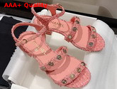 Chanel Sandals Cotton Tweed and Jewelry Coral and Pink G37212 Replica