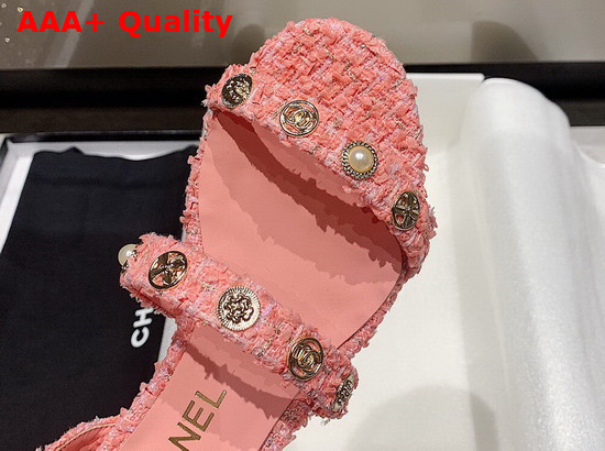 Chanel Sandals Cotton Tweed and Jewelry Coral and Pink G37212 Replica