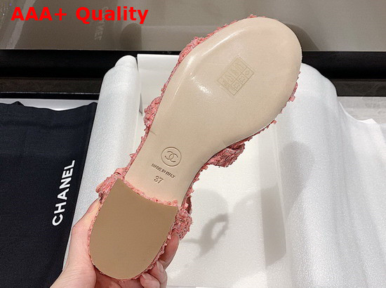 Chanel Sandals Cotton Tweed and Jewelry Coral and Pink G37212 Replica