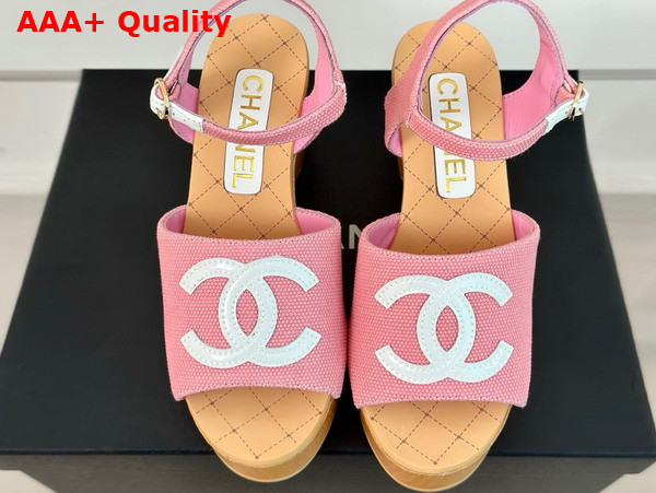 Chanel Sandals Fabric Patent Calfskin Pink G45555 Replica