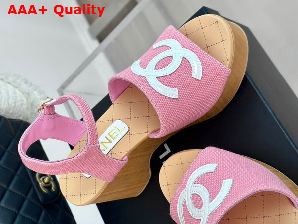 Chanel Sandals Fabric Patent Calfskin Pink G45555 Replica