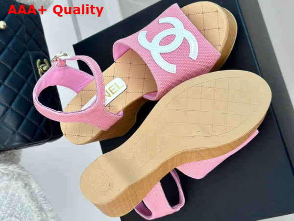 Chanel Sandals Fabric Patent Calfskin Pink G45555 Replica