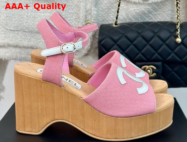 Chanel Sandals Fabric Patent Calfskin Pink G45555 Replica