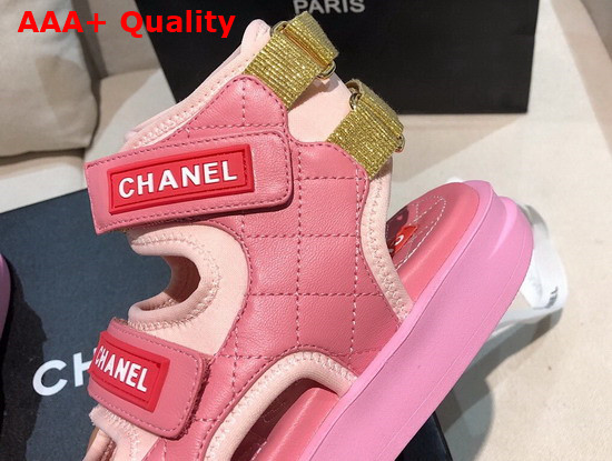 Chanel Sandals Goatskin Fabric and TPU Pink G37231 Replica