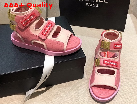 Chanel Sandals Goatskin Fabric and TPU Pink G37231 Replica