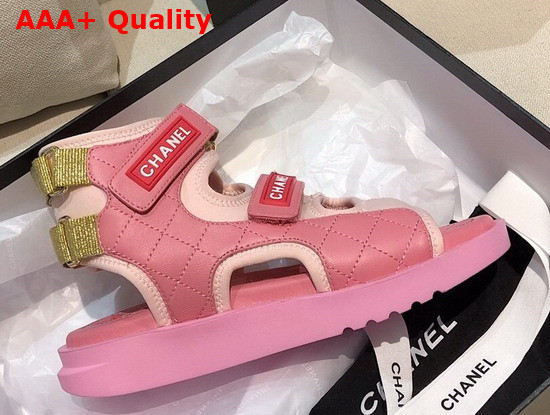 Chanel Sandals Goatskin Fabric and TPU Pink G37231 Replica