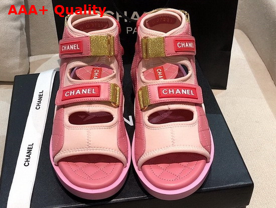 Chanel Sandals Goatskin Fabric and TPU Pink G37231 Replica