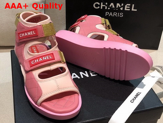 Chanel Sandals Goatskin Fabric and TPU Pink G37231 Replica