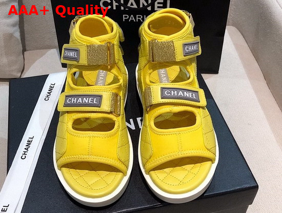 Chanel Sandals Goatskin Fabric and TPU Yellow G37231 Replica