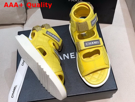 Chanel Sandals Goatskin Fabric and TPU Yellow G37231 Replica