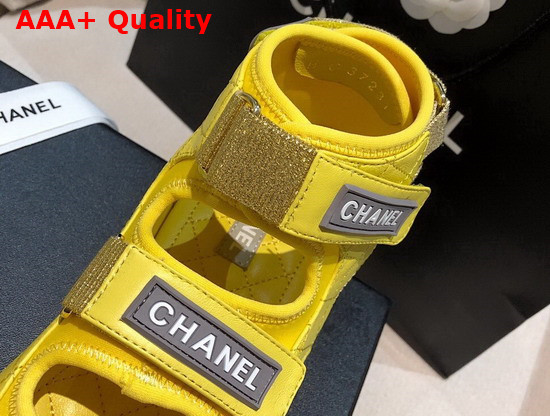 Chanel Sandals Goatskin Fabric and TPU Yellow G37231 Replica