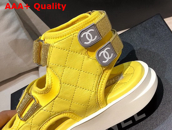 Chanel Sandals Goatskin Fabric and TPU Yellow G37231 Replica