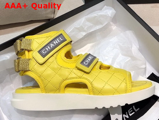 Chanel Sandals Goatskin Fabric and TPU Yellow G37231 Replica