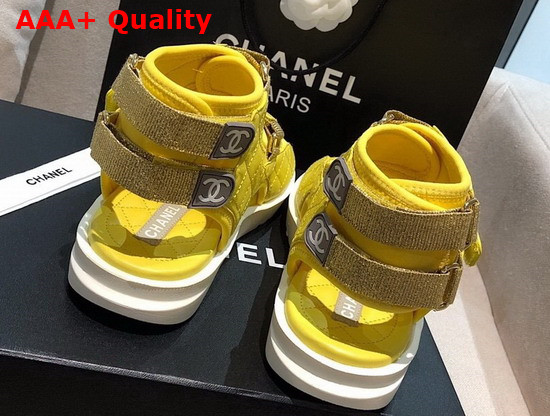 Chanel Sandals Goatskin Fabric and TPU Yellow G37231 Replica