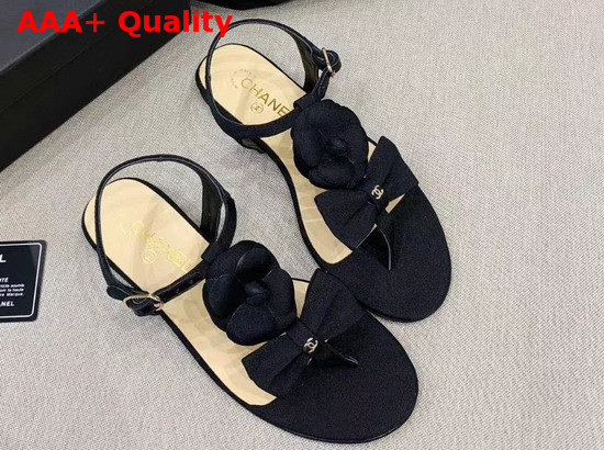 Chanel Sandals Grosgrain Black G35502 Replica