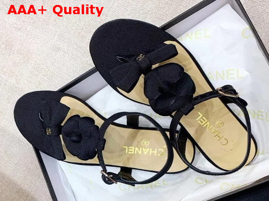 Chanel Sandals Grosgrain Black G35502 Replica