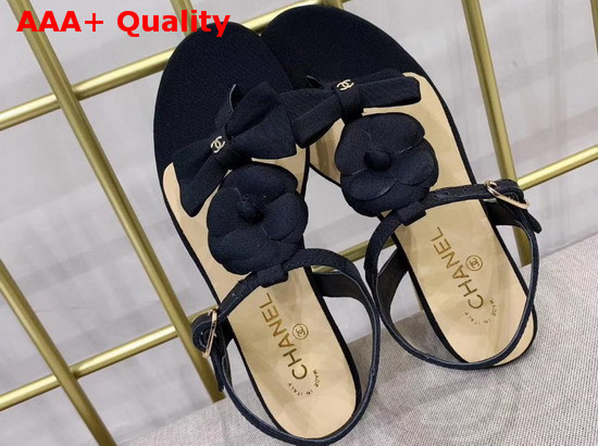 Chanel Sandals Grosgrain Black G35502 Replica