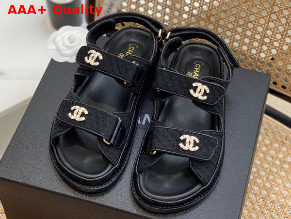 Chanel Sandals Knitwear Black Ref G35927 Replica