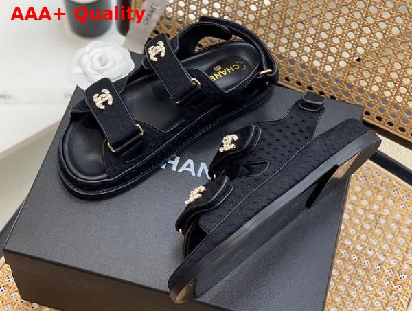 Chanel Sandals Knitwear Black Ref G35927 Replica