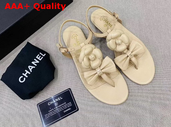 Chanel Sandals Lambskin Beige G35502 Replica