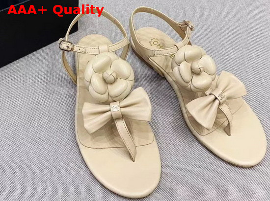 Chanel Sandals Lambskin Beige G35502 Replica