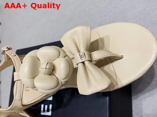 Chanel Sandals Lambskin Beige G35502 Replica