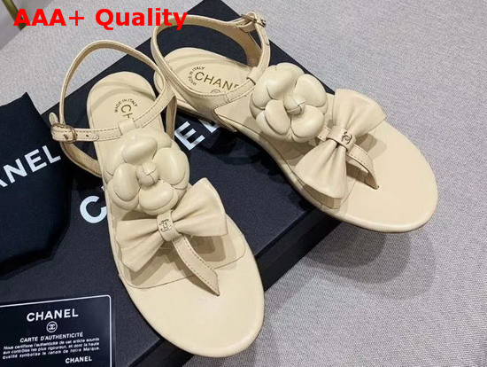 Chanel Sandals Lambskin Beige G35502 Replica