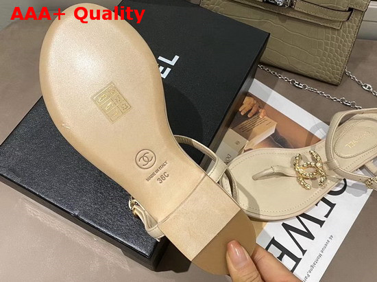 Chanel Sandals Lambskin Beige G35659 Replica