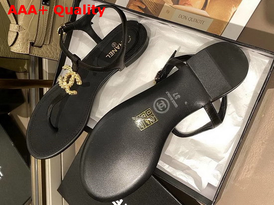 Chanel Sandals Lambskin Black G35659 Replica