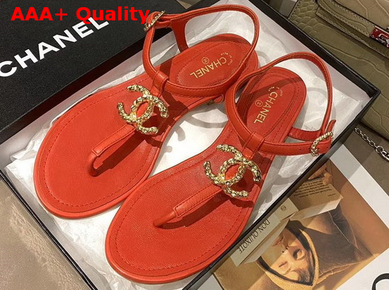 Chanel Sandals Lambskin Red G35659 Replica