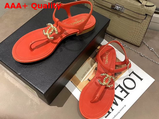 Chanel Sandals Lambskin Red G35659 Replica