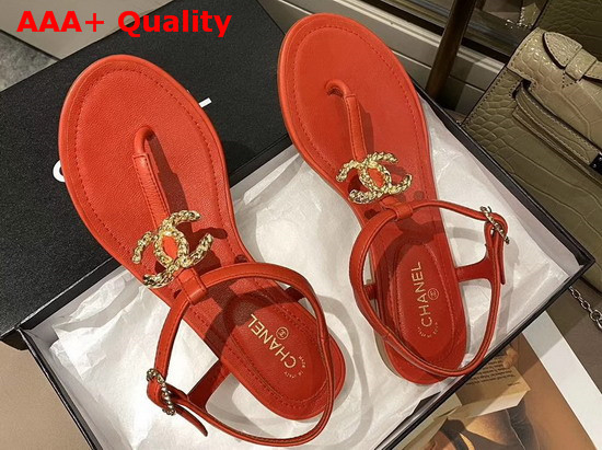 Chanel Sandals Lambskin Red G35659 Replica