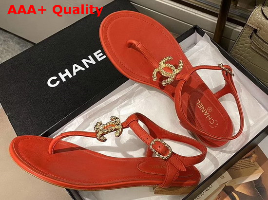 Chanel Sandals Lambskin Red G35659 Replica