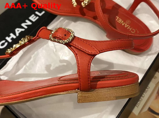 Chanel Sandals Lambskin Red G35659 Replica