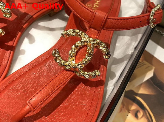 Chanel Sandals Lambskin Red G35659 Replica