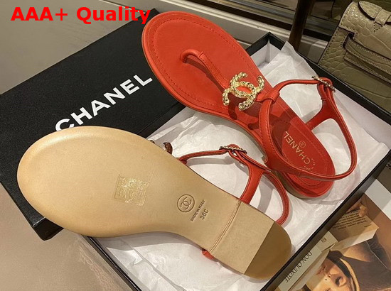 Chanel Sandals Lambskin Red G35659 Replica