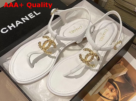 Chanel Sandals Lambskin White G35659 Replica