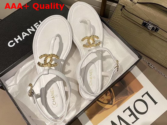 Chanel Sandals Lambskin White G35659 Replica