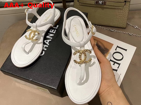 Chanel Sandals Lambskin White G35659 Replica