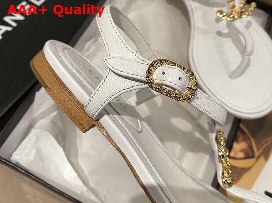 Chanel Sandals Lambskin White G35659 Replica