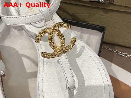 Chanel Sandals Lambskin White G35659 Replica