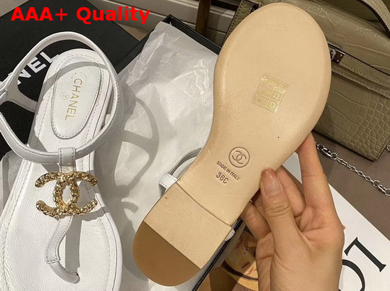 Chanel Sandals Lambskin White G35659 Replica