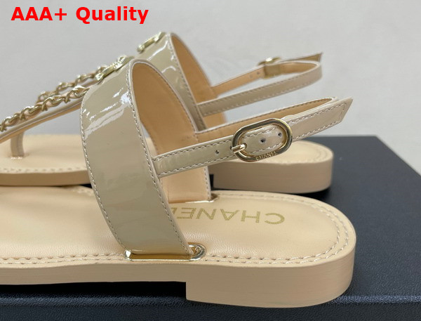 Chanel Sandals Patent Calfskin Beige Ref G38200 Replica