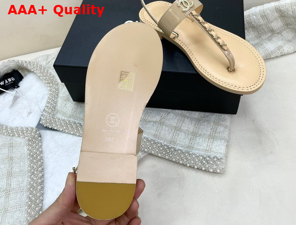 Chanel Sandals Patent Calfskin Beige Ref G38200 Replica