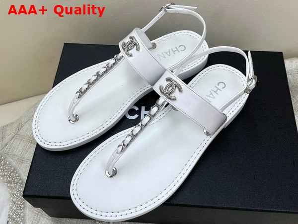 Chanel Sandals Patent Calfskin White Ref G38200 Replica