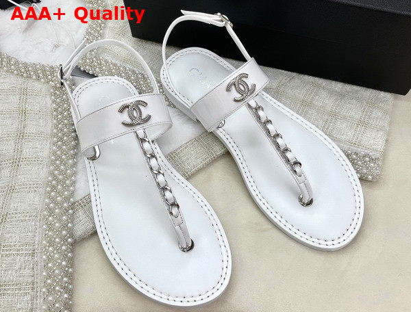 Chanel Sandals Patent Calfskin White Ref G38200 Replica