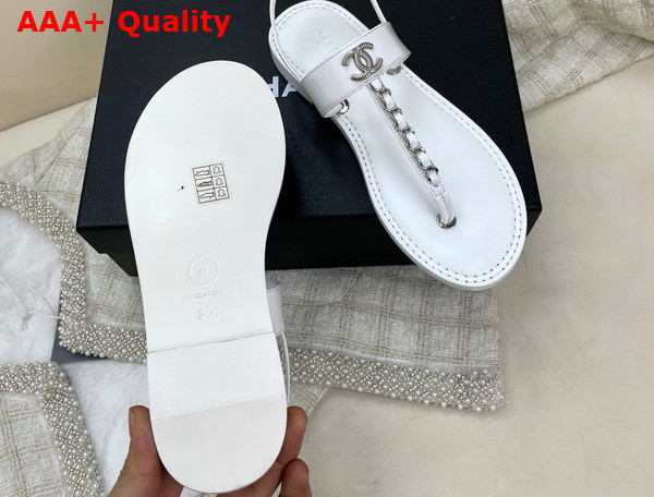 Chanel Sandals Patent Calfskin White Ref G38200 Replica