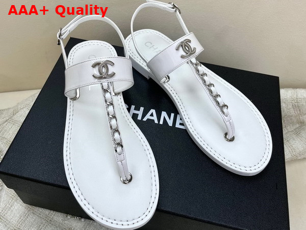 Chanel Sandals Patent Calfskin White Ref G38200 Replica