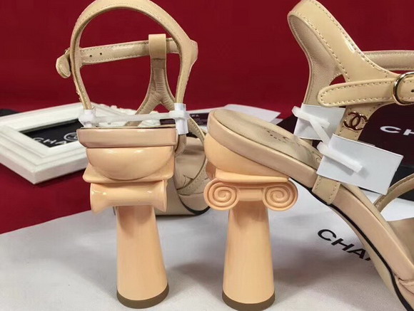 Chanel Sandals Patent Leather Beige