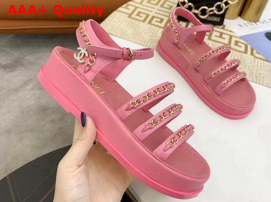 Chanel Sandals Pink Calfskin G37140 Replica